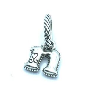Brighton Letter "N" Lowercase "n" Alphabet Alpha  Silver Charm